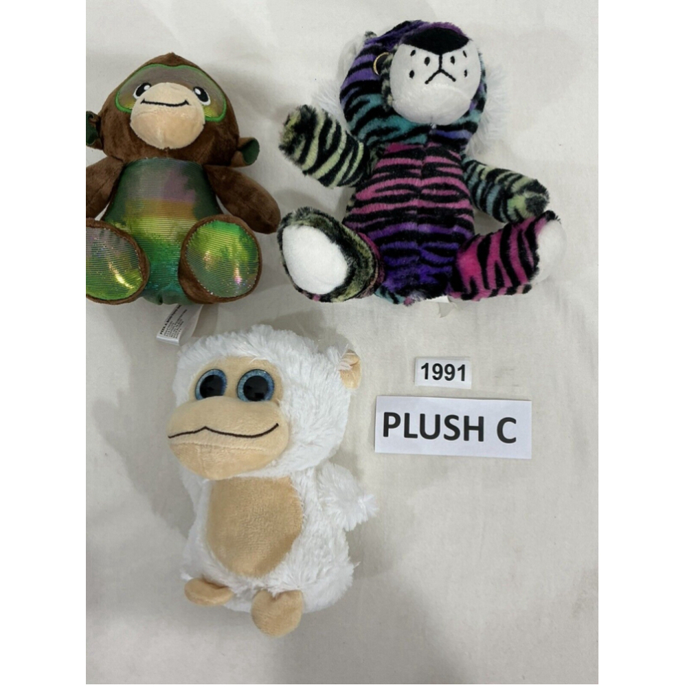 Set Of 3 Plush Animals 9 Inch Sheep Monkey Lion